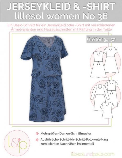 Papierschnittmuster - Jerseykleid & -Shirt woman No. 36 - Lillesol&Pelle